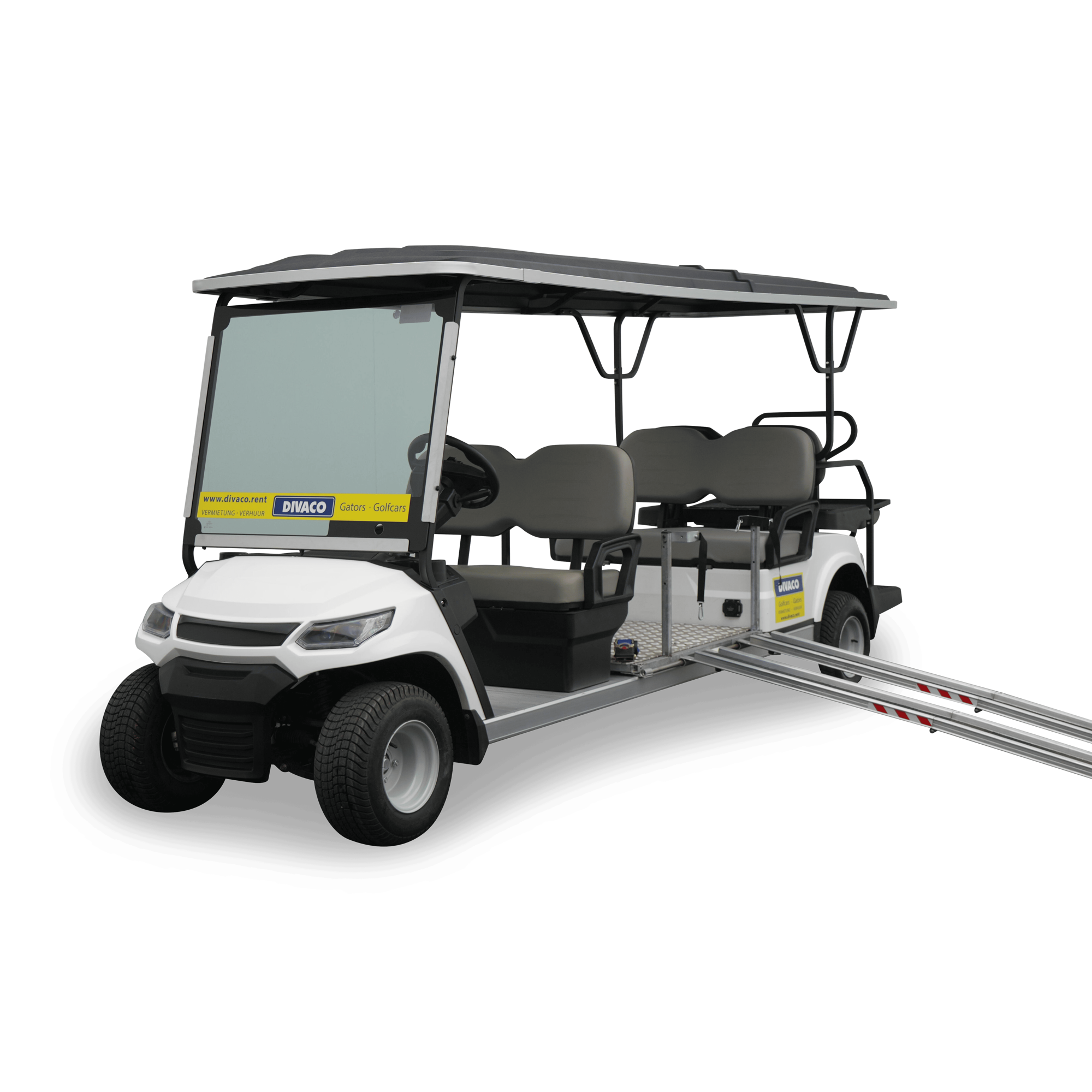 Divaco.rent golfkar rolstoeltransport elektro en 6 personen voorkant